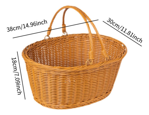 Cesta De Picnic Con Manijas De Canasta De 38 X 30 X 18 Cm