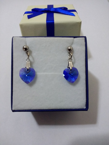 Imagem 5 de 6 de Par De Brinco Cristal Swarovski Sapphire Boreal Em Ródio