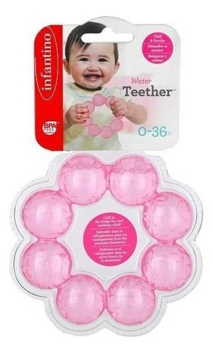 Infantino Water Teether Mordedor Com Água Rosa 0-36 Meses Liso