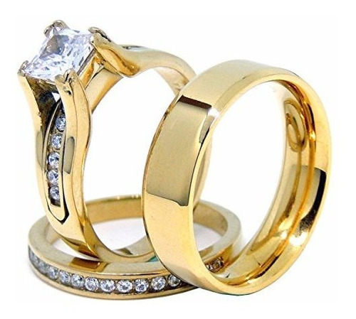 Juego De Anillos Para Parejas Lanyjewelry Para Mujer 14k Cha