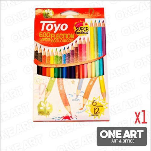 Lapices De Colores Toyo Flexibles X18 - 12 + 6 Pastel