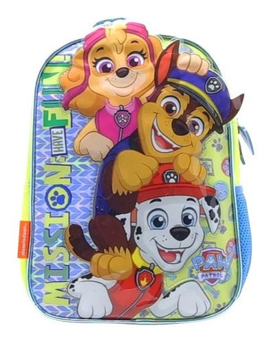 Mochila Espalda Paw Patrol Jardin Pw107 Orig. 12''