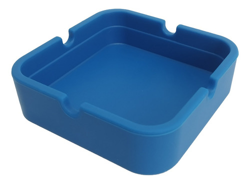 Cinzeiro De Silicone Borracha Quadrado Durável Cor Azul