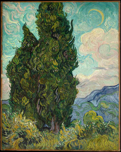Lienzo Canvas Arte Cipreses Vincent Van Gogh 1889 63x50
