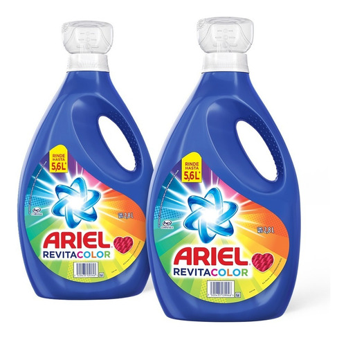 Pack X2 Detergentes Líquidos Ariel Revitacolor Para La Ropa 2.8l C/u