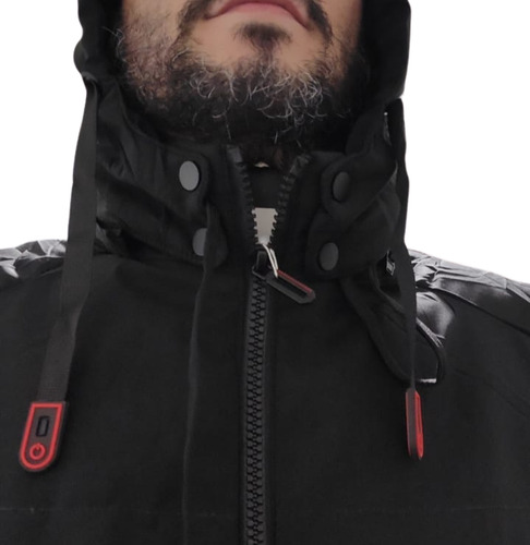 Campera Parka Hombre Con Piel Mangas Y Capucha Desmontables
