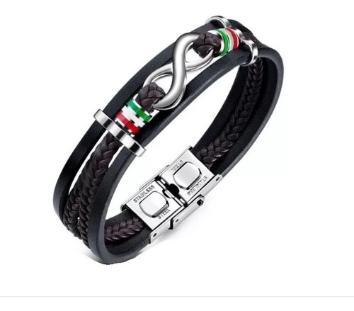 Pulsera Cuero Café Infinito Hombre Caballeros Moda - 2020.