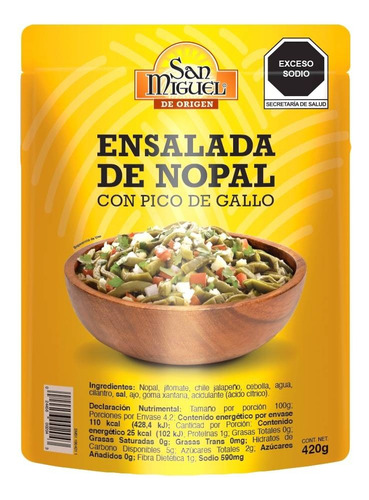 2 Pza Ensalada De Nopal San Miguel Con Pico De Gallo 420 G