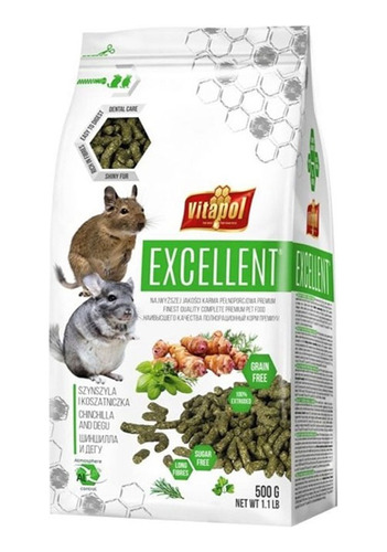 Excellent Alimento Completo Para Chinchillas Y Degus 500g