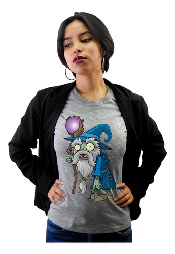 Gris Panda Playera Plantas Vs Zombies Mago Promocion