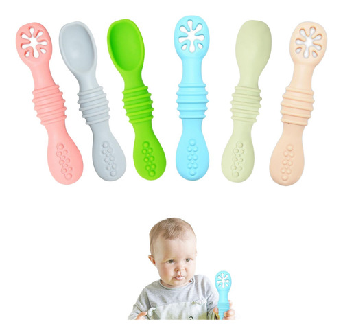 Cucharas Para Bebe De Silicona,juego De 6 Cucharas