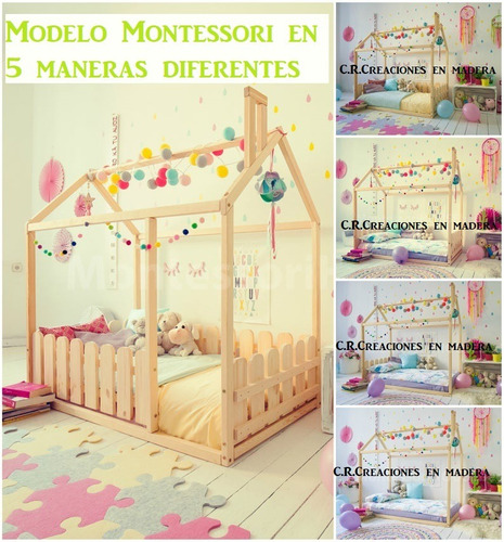 Cunas Camas De Bebe Montessori Con Rejitas Barandas Simple