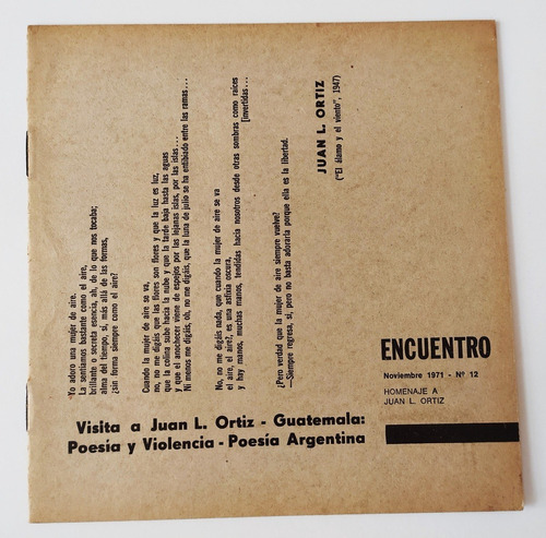 Revista Encuentro N° 12 Juan L. Ortiz Homenaje 1971