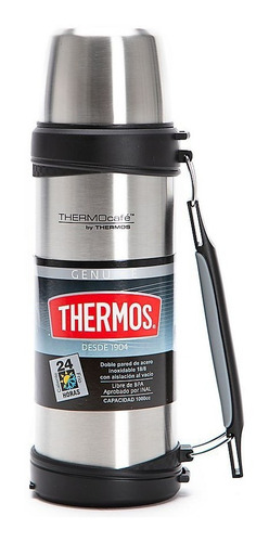 Termo Thermos 1 Lt Acero Inoxi Manija Doble Pared Mate Cafe