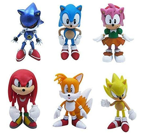 Figuras De Acción De Sonic 6 Piezas De Regalo Para Niños 6 C