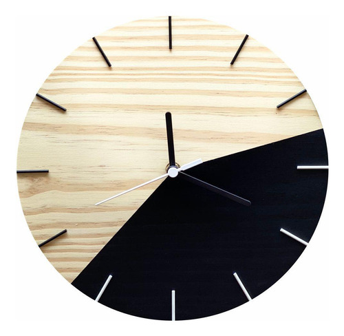 Relógio De Parede Minimalista Preto E Branco 28cm