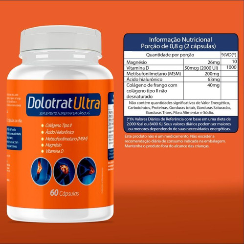 Dolotrat Ultra Colageno Tipo 2 Msm Acido Hialuronico 60caps