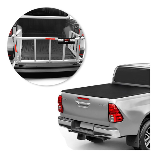 Extensor Caçamba Hilux 2016 A 2024 Divisor Rampa 200kg Prata