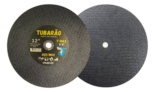 5x Disco De Corte 12 Polegadas X 3/4'' Policorte Tubarao Cor Preto