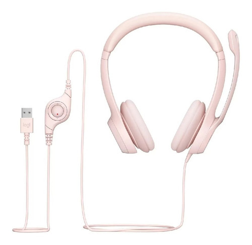 Audifono Logitech H390 Usb C/ Cancelación De Ruido Color Rosa