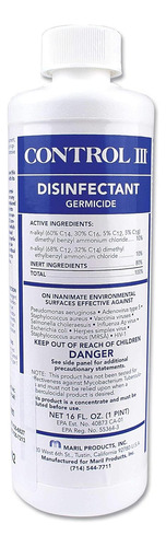 Control Lll - Germicida Desinfectante Concentrado De 16 Oz, 