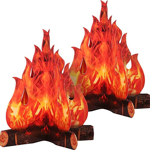 Centro De Mesa De Cartón Decorativo 3d Fuego Artificial