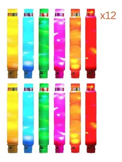 12 Poptube Com Led Tubo Fidget Tube Toys Folding Pop It Cor Colorido