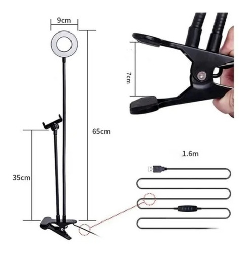 Lampara Aro De Luz Led Celular Soporte 2 En 1 Tiktok