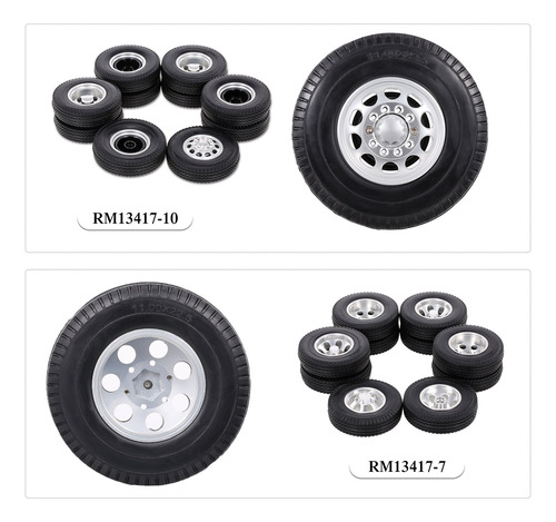 Imagen 6 de 10 de Neumáticos 6 Piezas 1/14 Tamiya Con Rueda Trasera De Camión