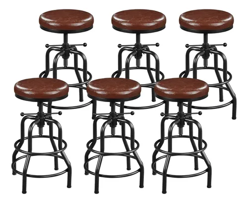 Bar Stool Yaheetech Industrial Vintage W/ Faux Leather Seat