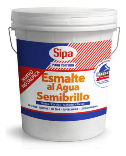 Esmalte Al Agua Blanco Semibrillo 1 Tineta | Limpiable
