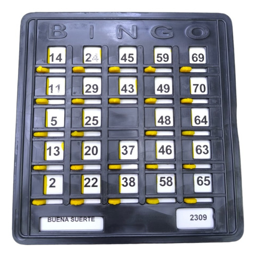 Tabla De Bingo Plastica Negra Numeración Unica 