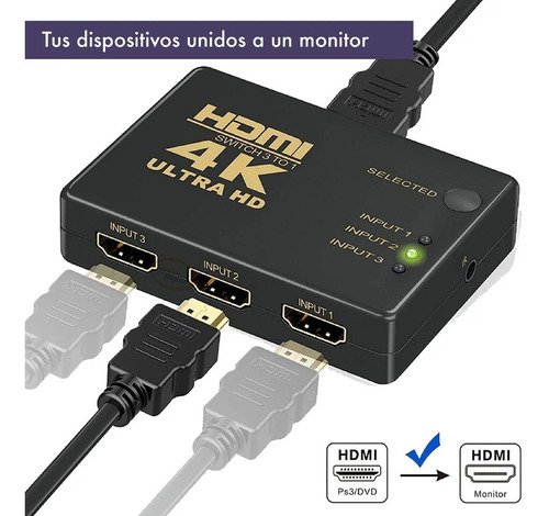Switch Hdmi 5 Puertos 1080p Ultra Hd 4k Control Remoto