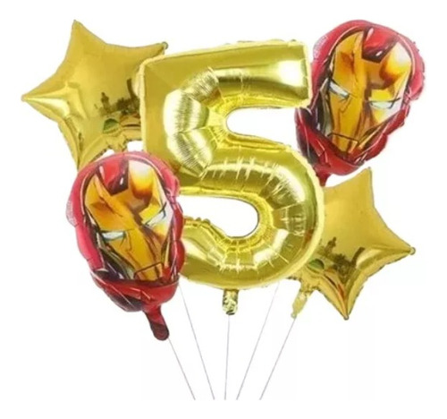 Kit De Globos Airon Man+numero Grande De 70cm Avengers 