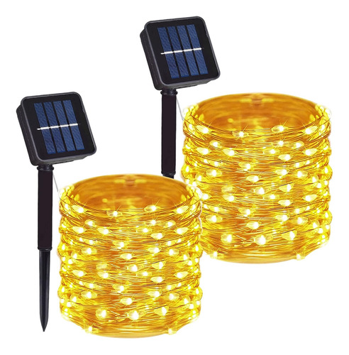 2 Pack 100 Led Solar Powered Copper Wire String Lights ...