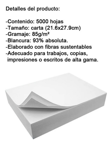 Hojas Tamaño Carta Bond 5000 Hojas / L18112 Blanco