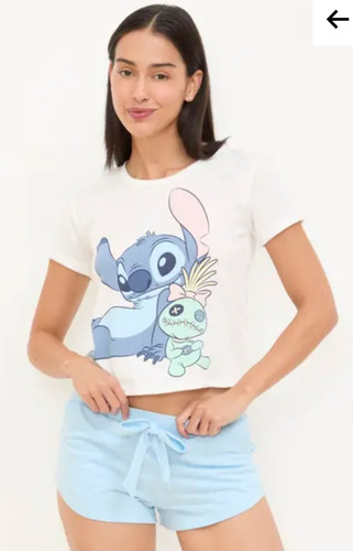 Pijama Stitch 2 Piezas Short Y Playera Ligera Para El Calor