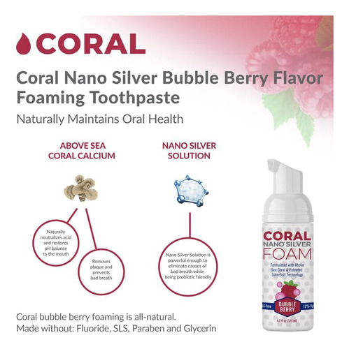 Pasta De Dientes Coral Nano Silver Kids Sin FlĂșor Bubble Ber