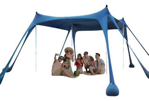 Gazebo Playa Camping Upf50 4postes 8vuelos 3x3m Azul