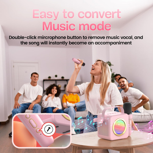 Máquina De Karaoke Xwit Mini Con 2 Micrófonos Inalámbricos R