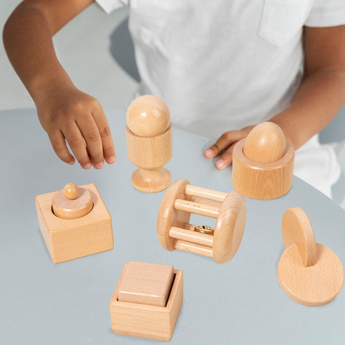 6x Juguetes De Madera Para Bebés, Juguete Agitador De