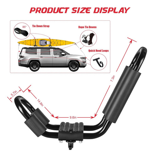 Soporte De Techo Kayak Resistente, 2 Pares De Kayak 4 L...