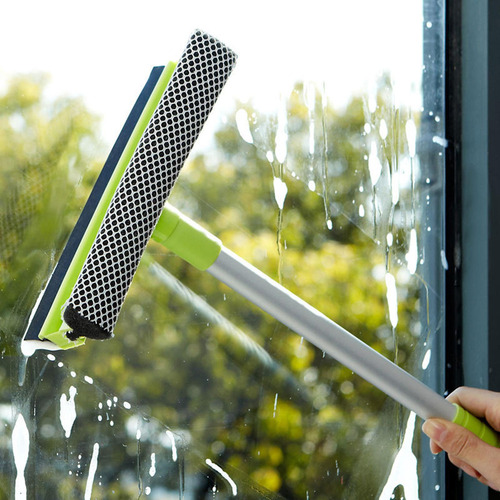 Limpiador De Ventanas 2 En 1 Con Mango Largo, Cepillo De