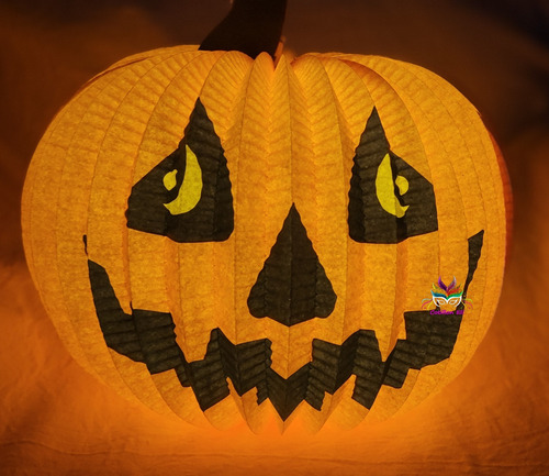 Halloween Calabaza Luminosa Luz Led Lampara De Papel