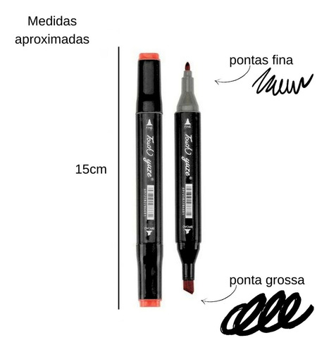 Jj Canetas Permanentes 80 Cores Vibrantes Ponta Dupla