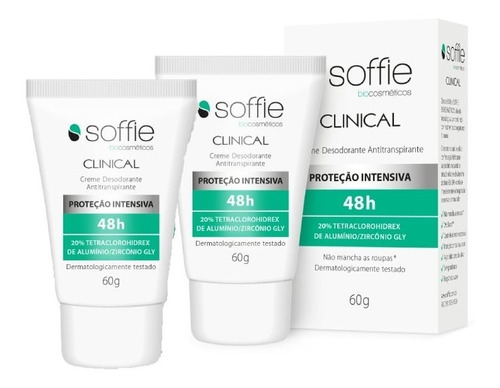 Kit 2 Desodorante Antitranspirante Em Creme Clinical Soffie