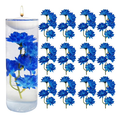 12 Pieza Flor Artificial Azul Para Centro Mesa Flotante Boda