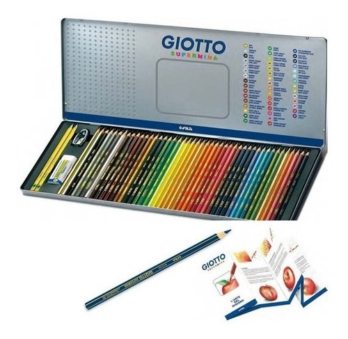 Supermina Giotto 50 Col. Set De Lápices, Caja Metálica