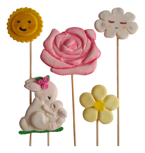 Adorno Torta Topper Porcelana F Madres Dulce Espera Mujer X4 Rosa Mamá - Dulce Espera - Mujer