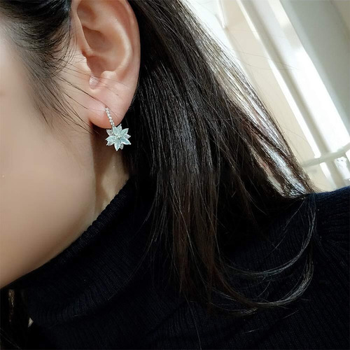 1 Par Aretes De Orquídea Con Circonita Cúbica Para Mujer